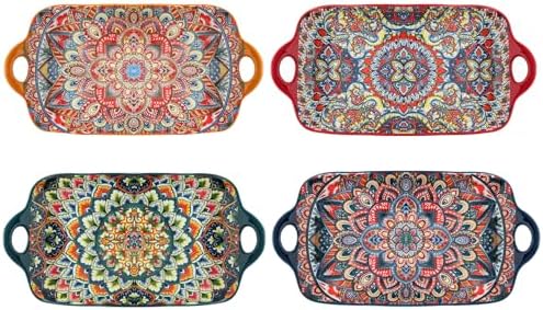 125-inch Double Handle Ceramic Plates Set of 4