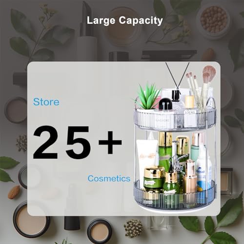 360 Rotating Makeup Organizer 2 Tier Magnetic Vanity Case