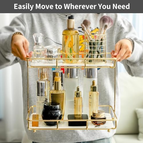 Stylish Bathroom Organizer with Marble Finish