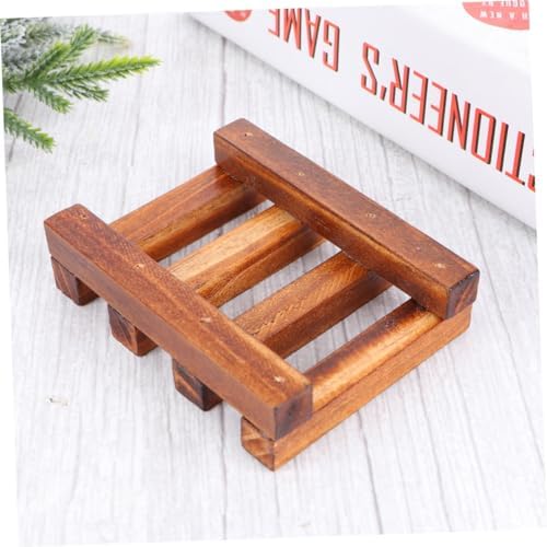 Stylish Retro Wooden Soap Dish with Drain for Countertops Showers