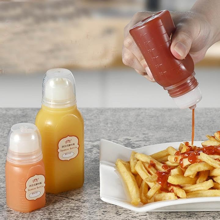 Portion Perfect Ketchup Dressing Squeeze Bottles 20-Pack with Silver Lid