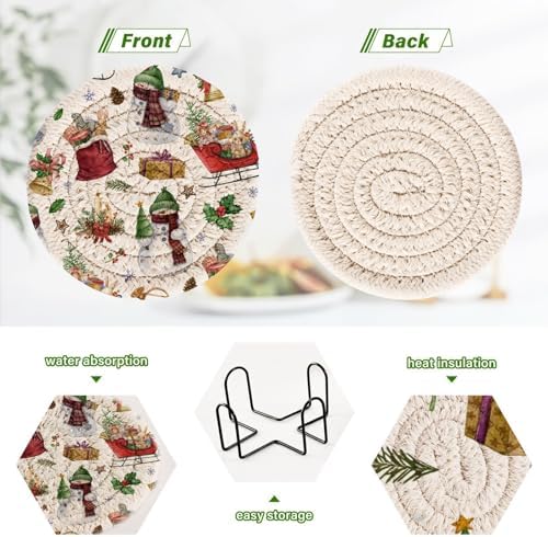Christmas Santa Snowman Candle Coasters Set of 6