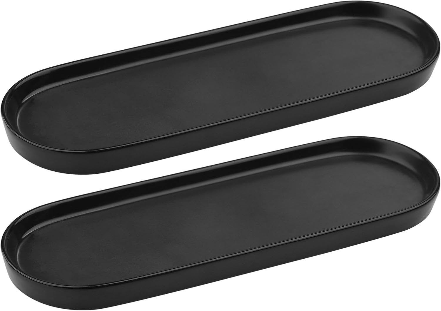 VanEnjoy Set of 2 Black Vanity Trays for Sink Counter Organization