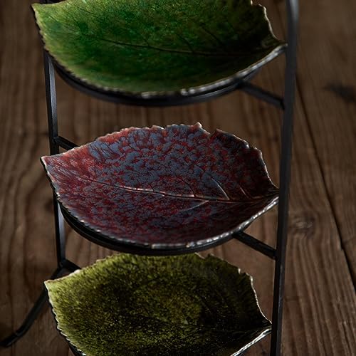 Elegant Costa Nova Riceira Collection Hydrangea Leaf Dark Green Dinner Plate