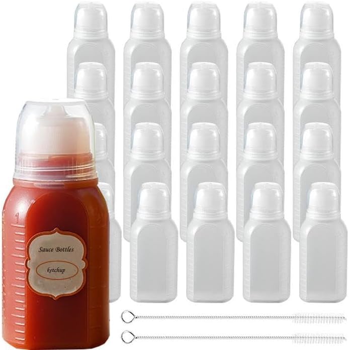 Portion Perfect Ketchup Dressing Squeeze Bottles 20-Pack with Silver Lid