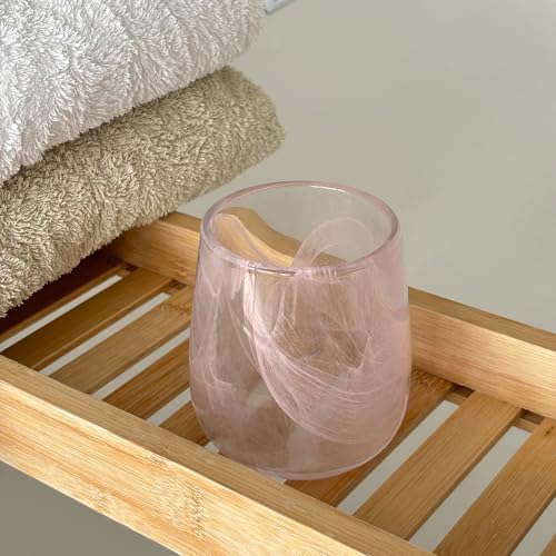 Premium Pink Glass Tumbler Decorative Toothbrush Cup