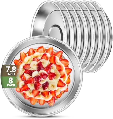 Offiper Stainless Steel Camping Plates 8-Piece Durable Shatterproof