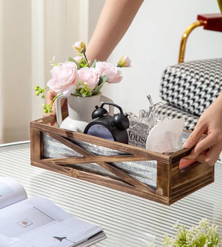 Modern Farmhouse Rustic Wooden Toilet Tank Basket Vural Decor