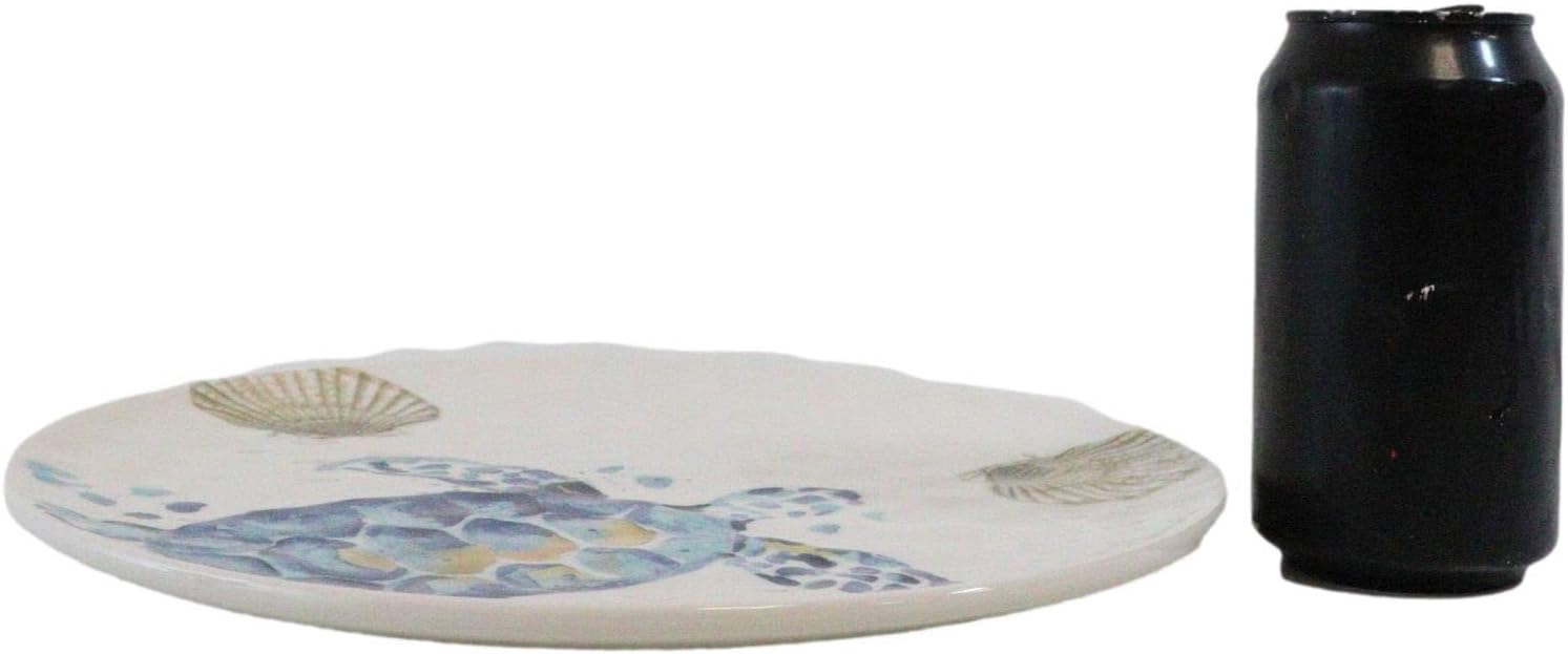 Ebros Nautical Marine Coastal Blue And White Sea Turtle Dinnerware