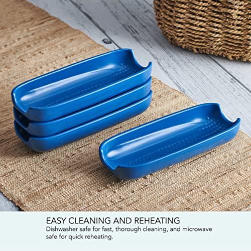 Pfaltzgraff Callie Stoneware Corn Dishes Set of 4 Blue Handles