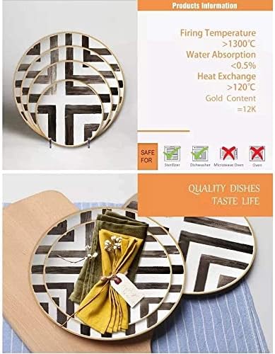 Scandinavian Style Bone China Dinner Plate with Crossroad Stripes