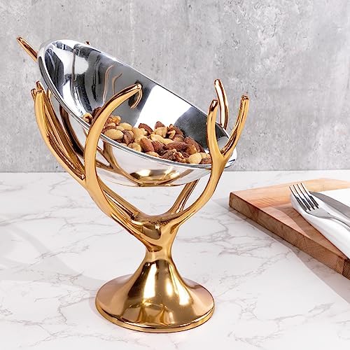 Stainless Steel Brass Branch Footed Bowl by GUTE
