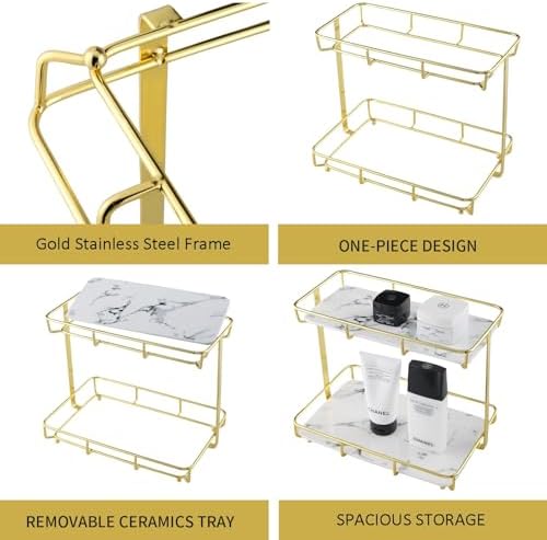 Stylish Bathroom Organizer with Marble Finish