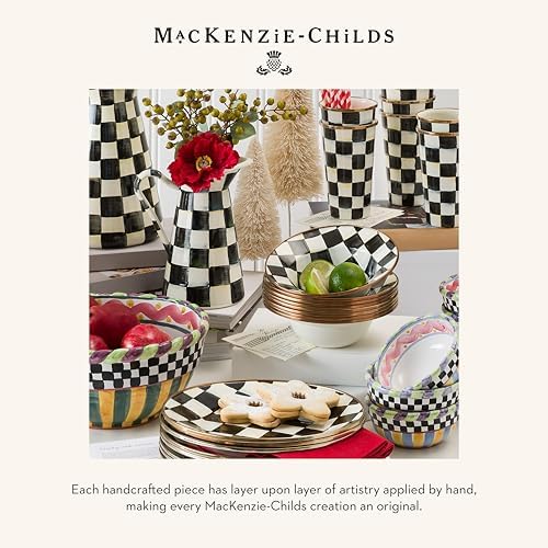Mackenzie-Childs Enamel Dinner Plate Elegant Black-and-White Courtly Check
