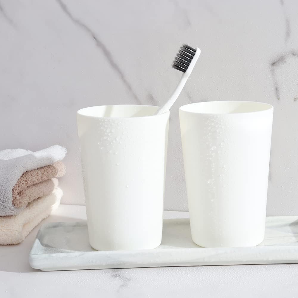 Sturdy White Plastic Tumbler with Lid Durable for Home Outdoor Use