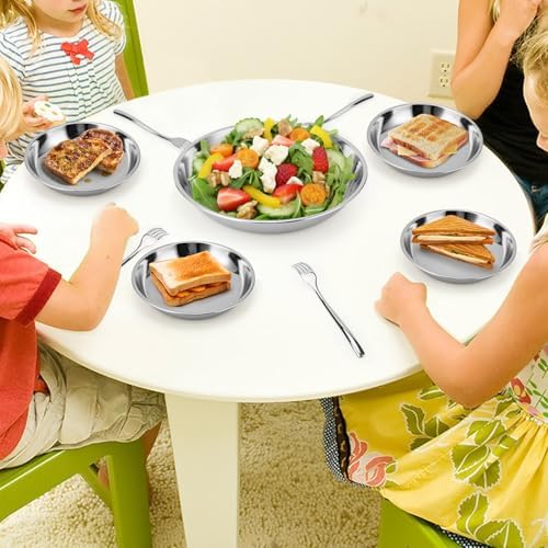 Offiper Stainless Steel Camping Plates 8-Piece Durable Shatterproof