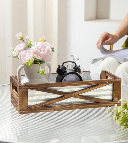 Modern Farmhouse Rustic Wooden Toilet Tank Basket Vural Decor