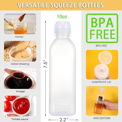 Parbee 10oz Leak-Resistant Squeeze Bottles 4-Pack