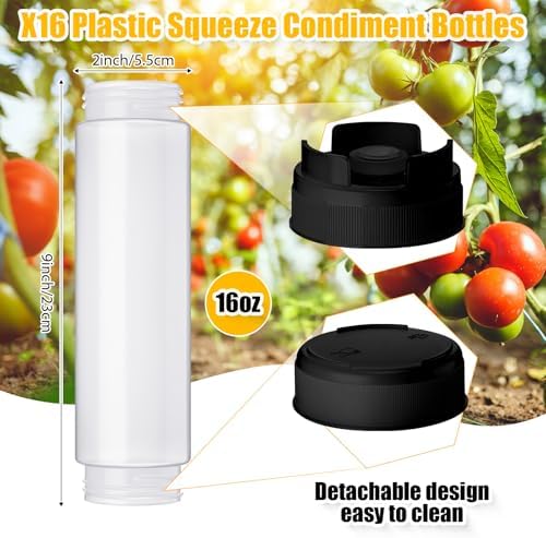 Roshtia 16 Pcs 16 oz Squeeze Bottle Set 1