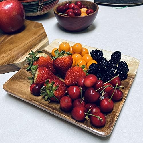 Wrightmart Acacia Wood Dinner Plates Set