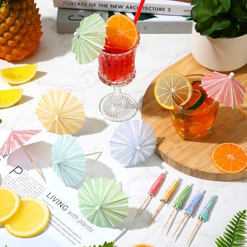 Cocktail Picks for Drinks 150 Pieces tropical umbrella pick set