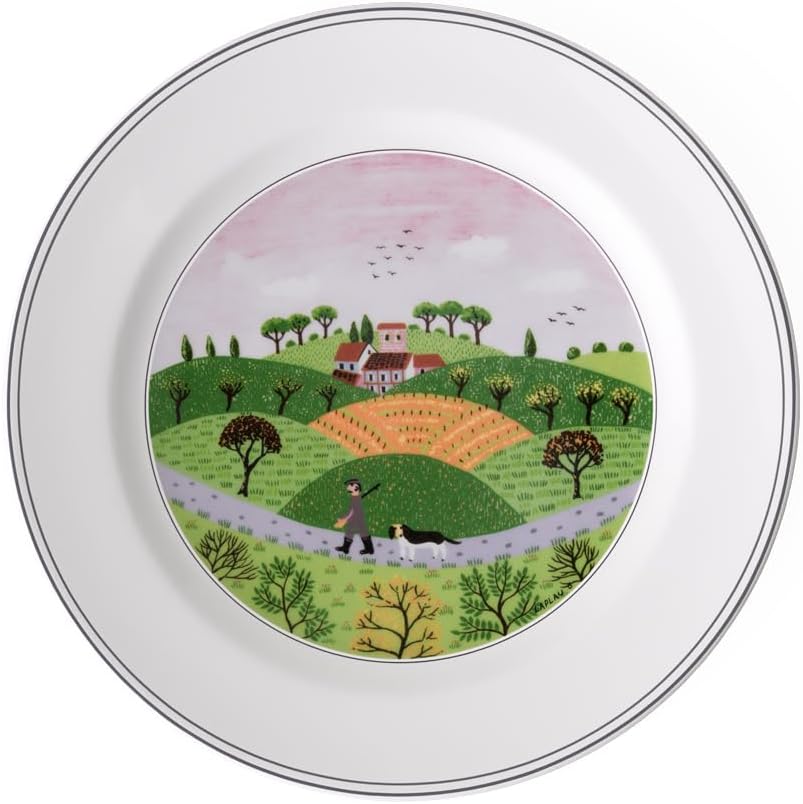 Villeroy Boch Design Naif Hunter Dog Dinner Plate Premium Porcelain 105-Inch