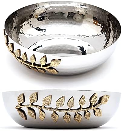GUTE Decorative Silver Hammered Bowl 10 Dia Fruit Catch All