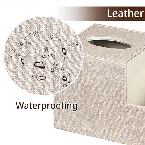 Bliance PU Leather Square Tissue Box Cover - Stylish Remote Control Organizer
