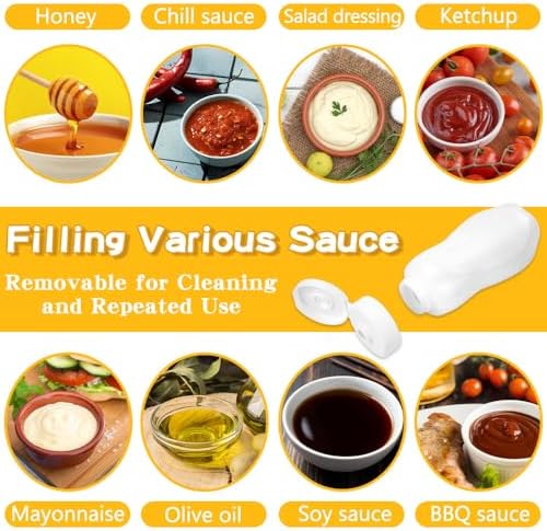 6 Pack Condiment Squeeze Bottles with 4 Mini Bottles for Ketchup Salad