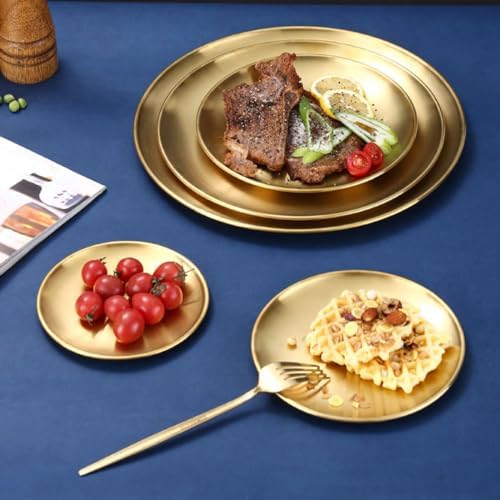 Reusable Stainless Steel Dinner Plates Large 9 Gold Plating Home Kitchen