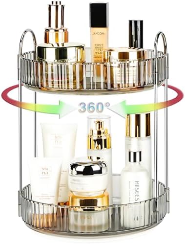 360 Rotating Makeup Organizer 2 Tier Magnetic Vanity Case