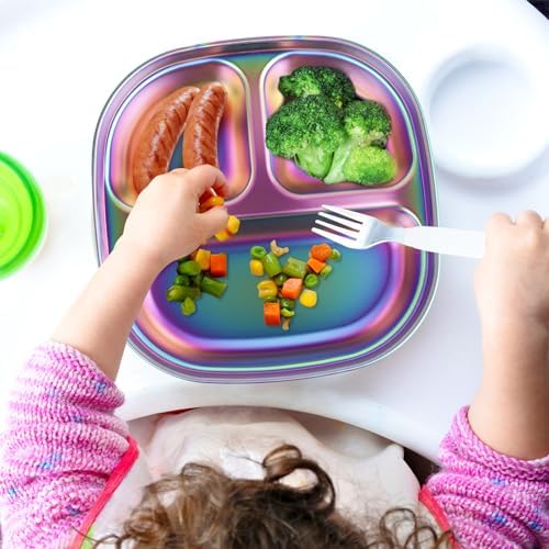 Stainless Steel Plates Set Green Placemats