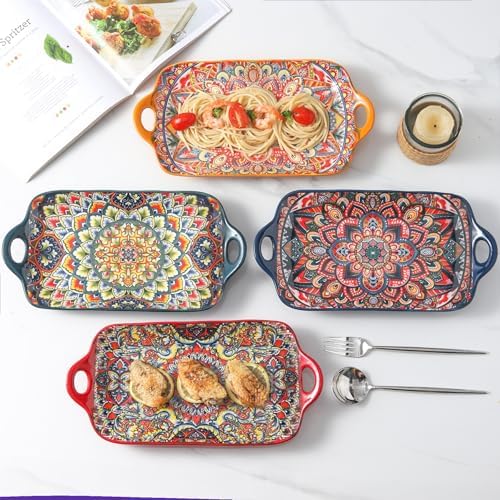 125-inch Double Handle Ceramic Plates Set of 4