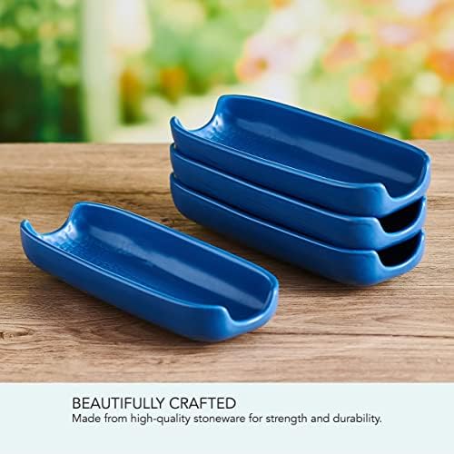 Pfaltzgraff Callie Stoneware Corn Dishes Set of 4 Blue Handles