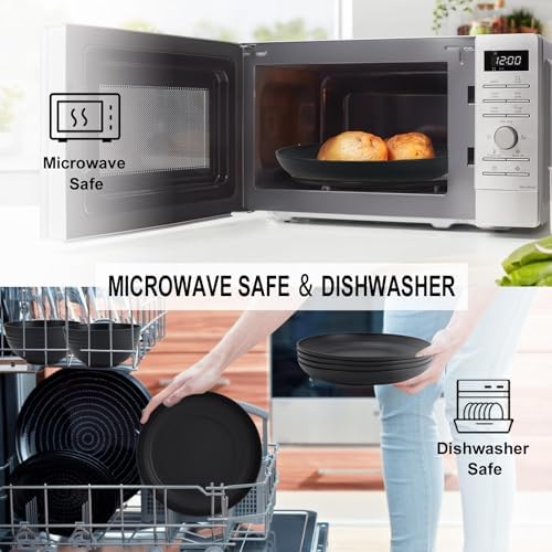 PYRMONT Unbreakable 28-Piece Dinnerware Set BPA-free Microwave Dishwasher Safe Black