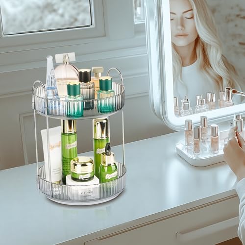 360 Rotating Makeup Organizer 2 Tier Magnetic Vanity Case