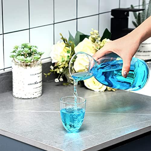 Sturdy Nightstand Pitcher Set 600ml Glass Water Carafe with Tumbler Safe Durable