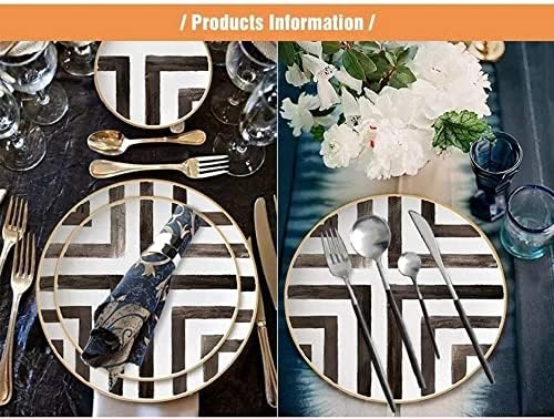 Scandinavian Style Bone China Dinner Plate with Crossroad Stripes