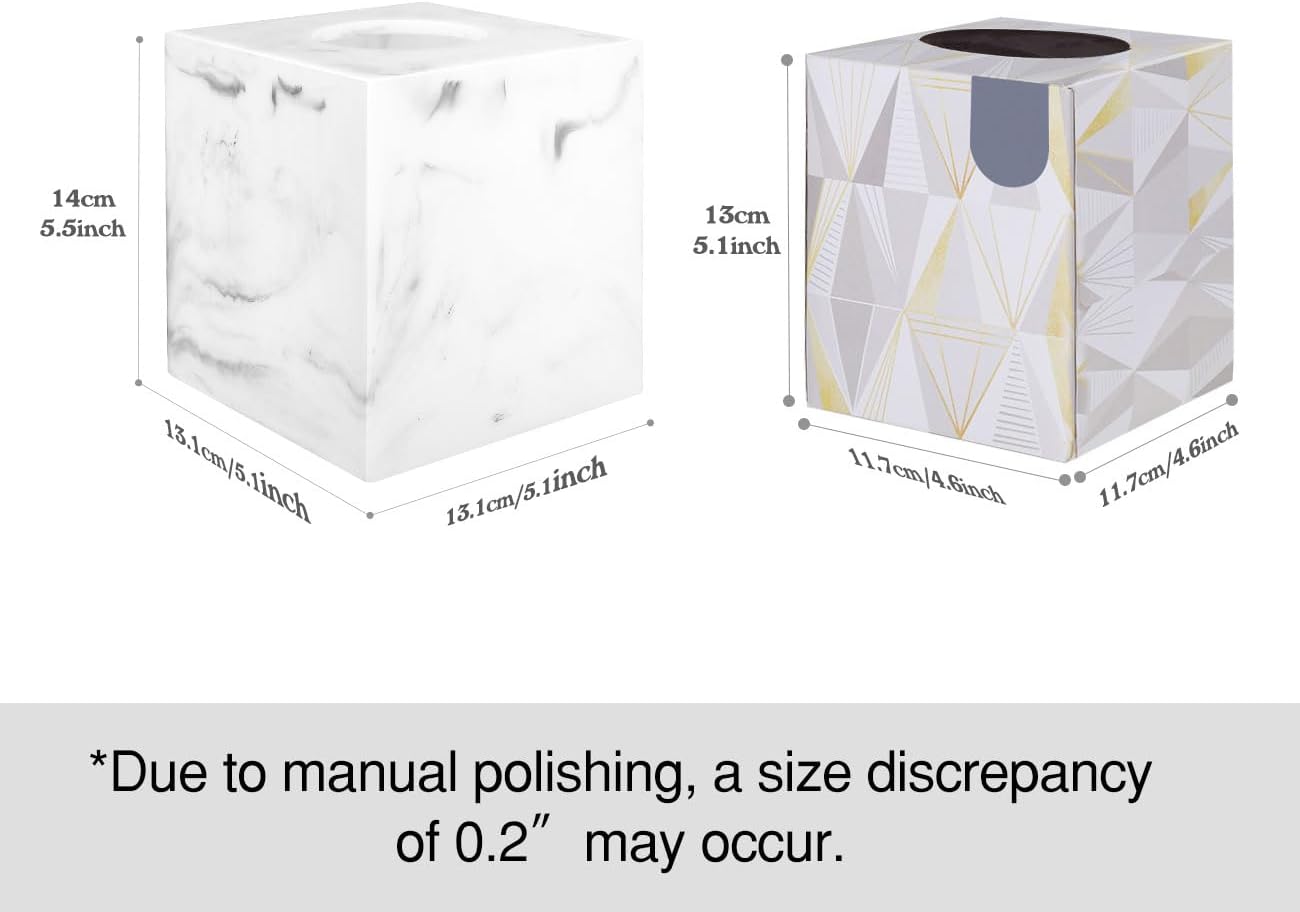 Luxspire Resin Tissue Box Cover Holder Marble White