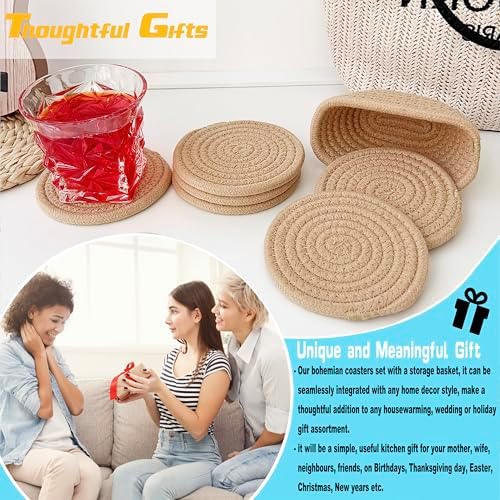 Valdivia Boho Coasters Set - Handmade Woven for Home