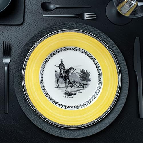ElegantVilleroy Boch Audun Chasse Dinner Plate Size 105in WhiteGrayYellow