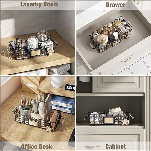 Bathroom Organizer Basket with Handle Black
