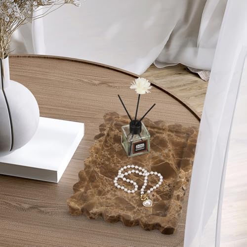Scalloped Marble Bathroom Vanity Tray