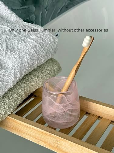 Premium Pink Glass Tumbler Decorative Toothbrush Cup