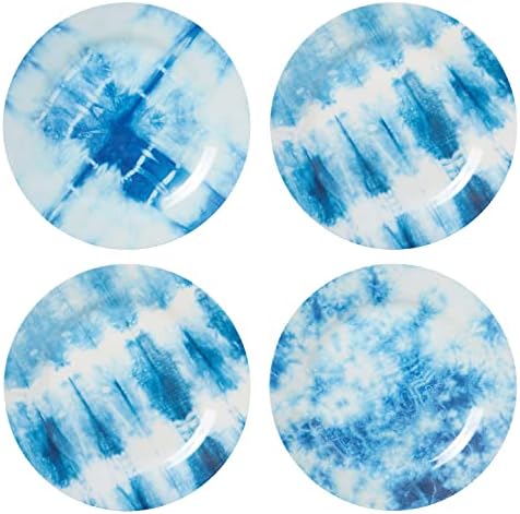 CR Gibson Americana Tie Dye Reusable Set 9 Dinner Plates Blue