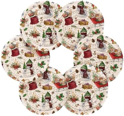 Christmas Santa Snowman Candle Coasters Set of 6