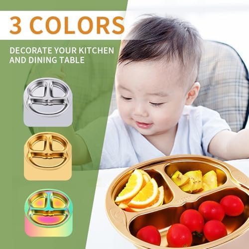 Stainless Steel Divided Plates 3 Compartment Set