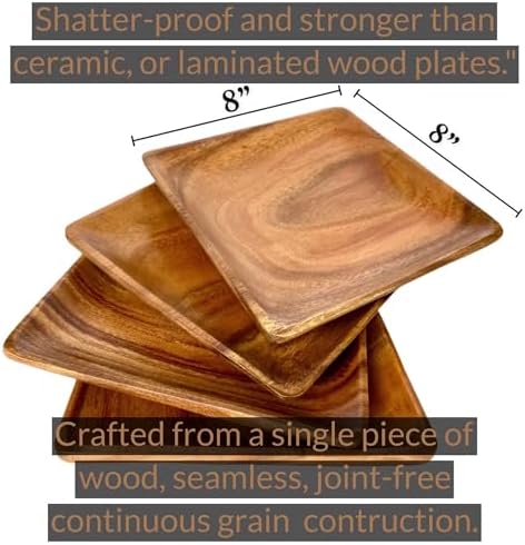 Wrightmart Acacia Wood Dinner Plates Set