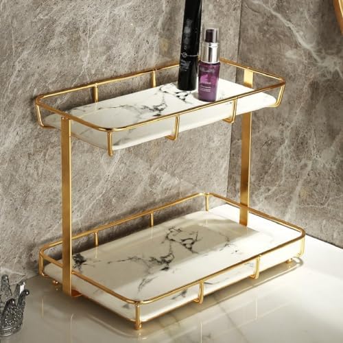 Stylish Bathroom Organizer with Marble Finish