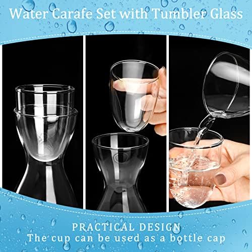 Sturdy Nightstand Pitcher Set 600ml Glass Water Carafe with Tumbler Safe Durable